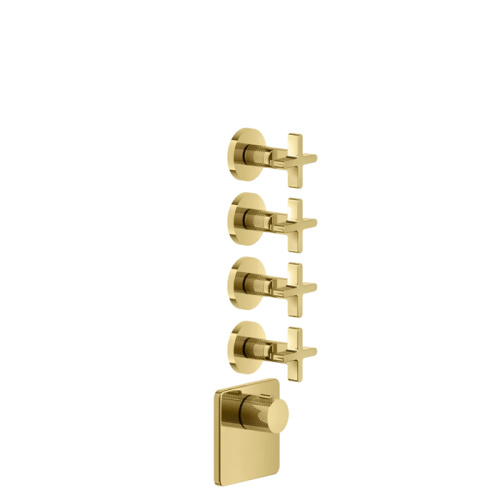 Смеситель для душа Gessi Inciso 58348#246 встраиваемый в стену золото с термостатом (внешняя часть)