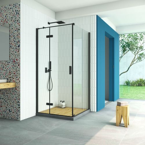 Душевой уголок Vegas-Glass AFP-Fis Retta AFP-Fis Retta 80 02М crystalvision L 80х80 стекло прозрачное профиль черный без поддона