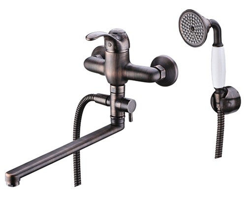 Смеситель для ванны WasserKRAFT Isar 1300 1302L настенный бронза - фото 4
