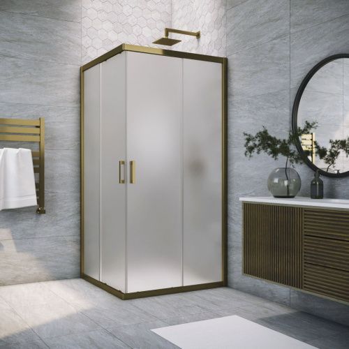 Душевой уголок Vegas-Glass ZA TUR+NOVO ZA TUR NOVO 100 05 10 100х100 стекло матовое профиль бронза без поддона