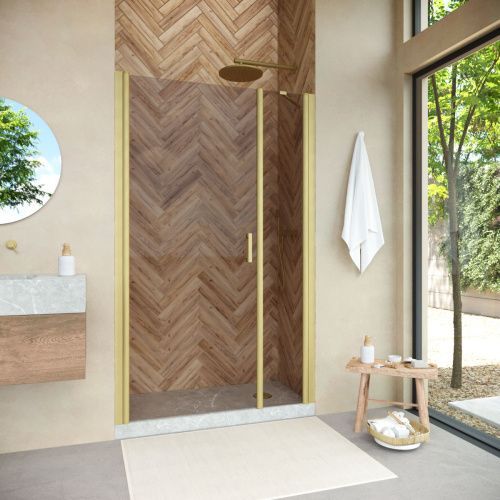 Душевая дверь Vegas-Glass EP-F-2 NOVO EP-F-2 NOVO 100 03 05 L 100х190 стекло тонированное профиль золото