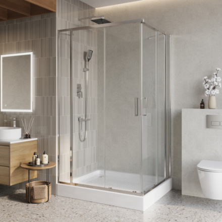 Душевой уголок BelBagno LUCE LUCE-AH-22-130/125-C-Cr 130х125 стекло прозрачное профиль хром глянцевый без поддона