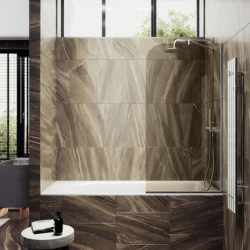 Душевая шторка на ванну Maybah Glass MGV-135-5у 44х140 стекло тонированное профиль хром матовый