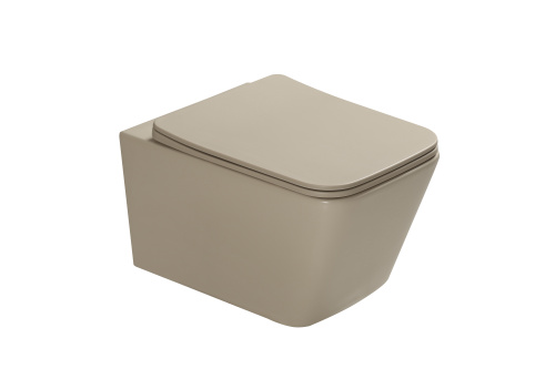 Унитаз подвесной SantiLine SL-5007BG цвет бежевый матовый с сиденьем микролифт безободковый смыв воронка-водоворот