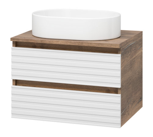 Тумба под раковину Brevita Dakota DAK-09060-19/01-2Я 60х48х43 подвесная цвет белый/коричневый