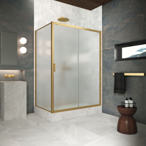 Душевой уголок Vegas-Glass ZP+ZPV Protec ZP+ZPV Protec 180*85 03 10 180х85 стекло матовое профиль золото матовое