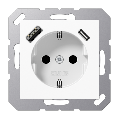 Розетка 2K+З USB Typ AC Jung Serie A (Серие А) A1520-15CAWW