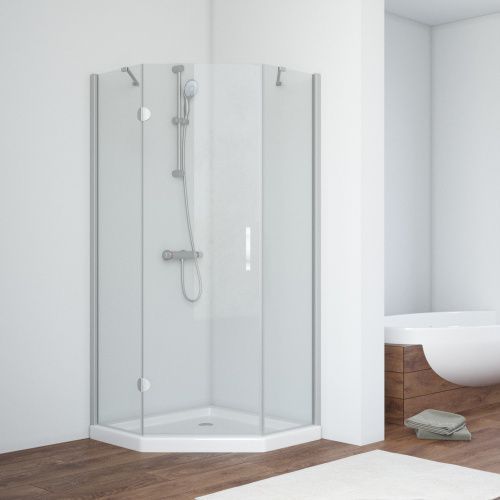 Душевой уголок Vegas-Glass AFA-Pen TUR+NOVO AFA-Pen NOVO 120 07 crystalvision L 120х120 стекло прозрачное профиль хром матовый без поддона