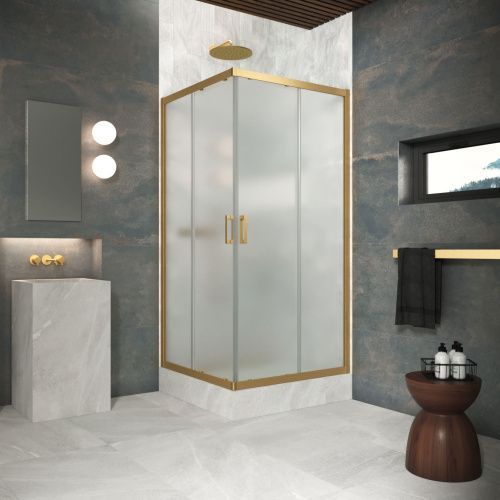 Душевой уголок Vegas-Glass ZA Protec ZA Protec h1900 120 03 10 120х120 стекло матовое профиль золото без поддона