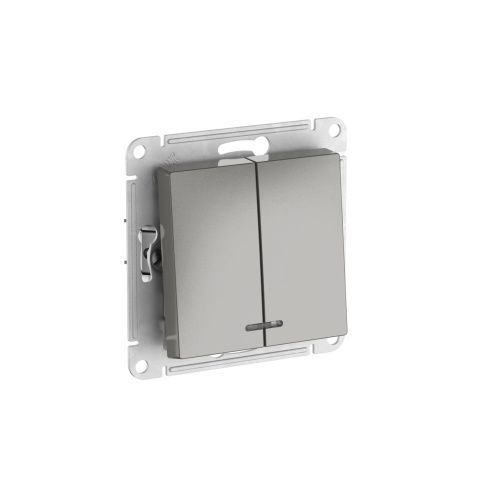 Выключатель 2-клавишный с подсветкой сх.5а 10АХ Systeme Electric AtlasDesign (АтласДесигн) ATN000953S