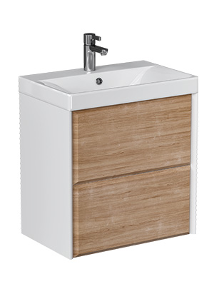 Тумба под раковину Velvex GESSO tpGES.60.2Y-25.21 59х39х59 подвесная цвет белый/дуб сонома
