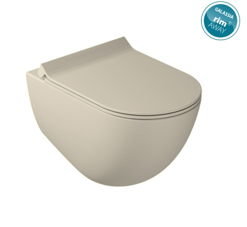 Чаша унитаза подвесная Galassia Dream 7317SA цвет бежевый матовый без сиденья безободковая каскадный смыв
