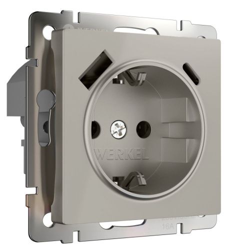 Розетка с/з шторками и USB тип A+C Werkel 4690389211997