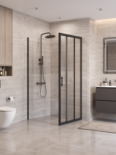 Душевой уголок BelBagno UNO-195 UNO-195-AHF-31-90/100-C-NERO 100х90 стекло прозрачное профиль черный без поддона