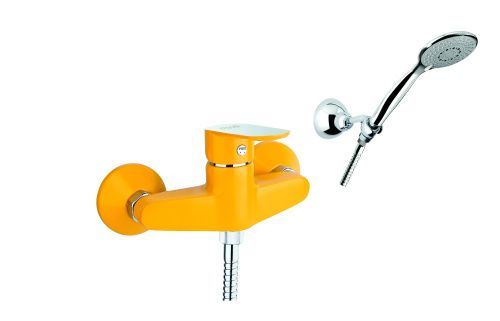 Смеситель для ванны и душа Fiore 81YX6510 настенный хром/желтый