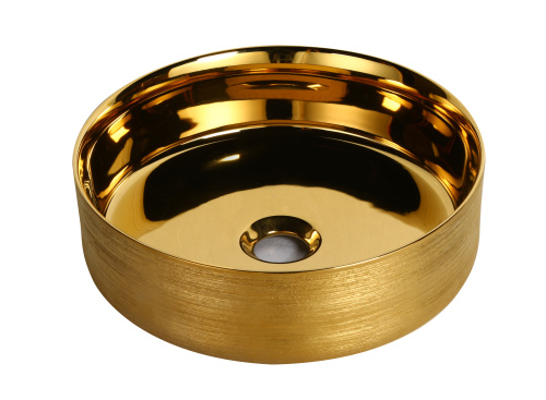 Раковина из сантехнического фарфора MILLEAU BOUTIQUE MU7044A-EGG/MG 36х36 накладная цвет золото без отверстий под смеситель