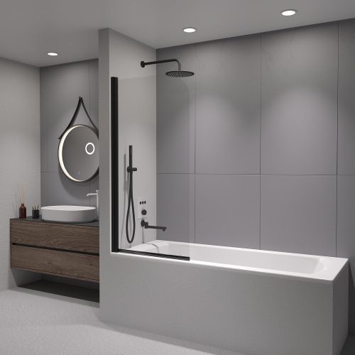 Душевая шторка на ванну RGW Screens 411110908-14 80х150 стекло прозрачное профиль черный ориентация универсальная