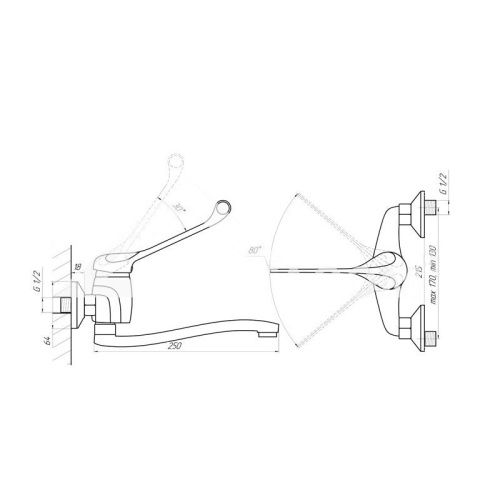 Смеситель для кухни Сантаком 4679 настенный хром - фото 3