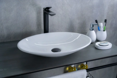 Раковина керамическая Gid Lago 51110 50х40 накладная цвет белый без отверстий под смеситель