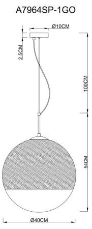 Светильник подвесной Arte Lamp JUPITER gold (ДЖУПИТЕР голд) A7964SP-1GO