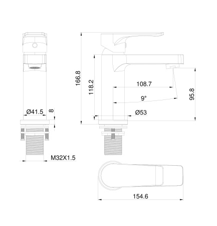 Смеситель Wonzon & Woghand WW-A40222-BG на раковину/столешницу золото