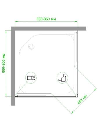 Душевой уголок Royal Bath HPD RB8590HPD-C-BL 90х85 стекло матовое профиль черный без поддона