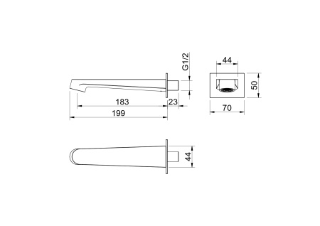 Излив для ванны Aquatek Оберон AQ1241BG настенный золото