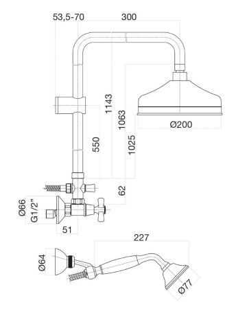 Душевая стойка Fiore 26OO0620 настенная цвет золото