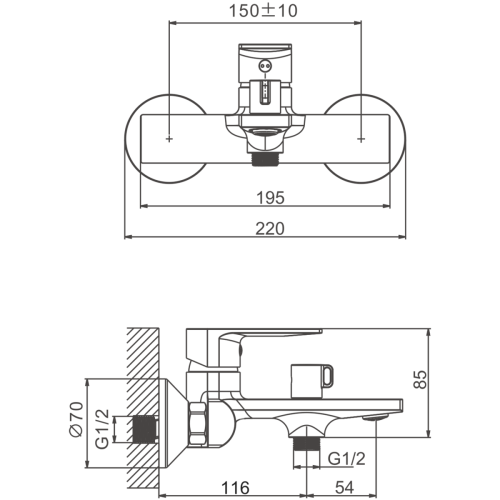 Смеситель для ванны и душа BELZ B60678 настенный хром - фото 2