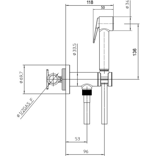 Гигенический душ со смесителем Bossini Paloma E37007B.073_УЦ черный матовый (мелкие царапины) - фото 2