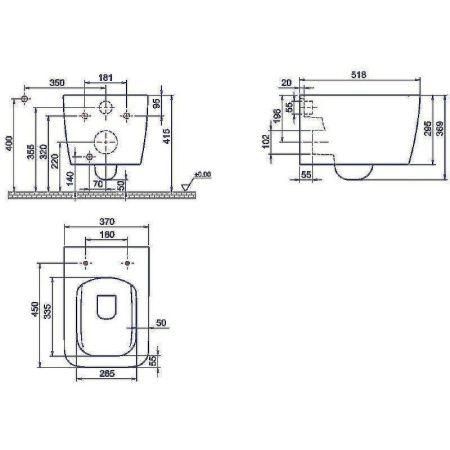 Унитаз подвесной Boheme Zen 967-SET-2-W цвет белый с сиденьем микролифт безободковый каскадный смыв