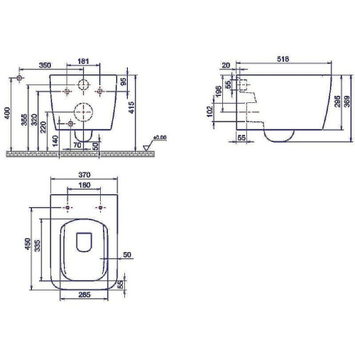 Унитаз подвесной Boheme Zen 967-SET-2-W цвет белый глянцевый с сиденьем микролифт безободковый каскадный смыв - фото 3