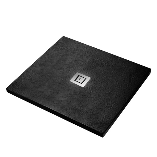 Душевой поддон BelBagno UNO TRAY-MR-UNO-A-90-35-NERO-CR 90х90 искусственный мрамор чёрный матовый - фото 2