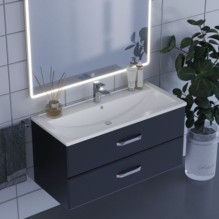 Тумба под раковину Uperwood Foster 291020519 100х50 подвесная цвет черный