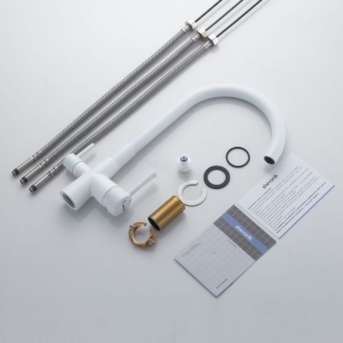 Смеситель для кухни Shevanik S428C на мойку белый - фото 4