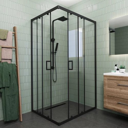 Душевой уголок Veconi Rovigo RV14-11090-01-C5 110х90 стекло прозрачное профиль черный без поддона - фото 2