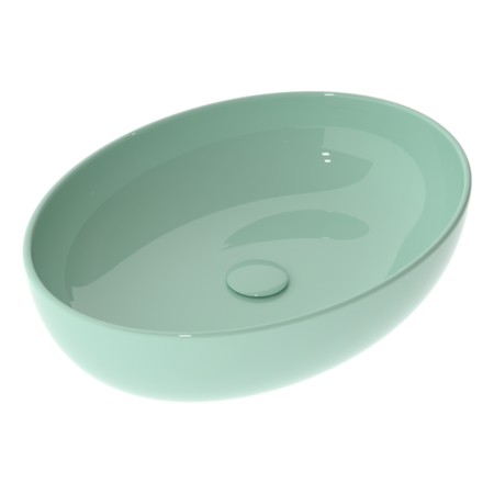 Раковина керамическая GSG Ceramic Design Easy EALAVOV55024 55х42 накладная цвет бирюзовый глянцевый без отверстий под смеситель