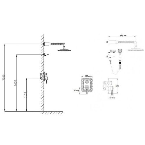 Душевая система Bronze de Luxe 10138F встраиваемая в стену цвет бронза - фото 3