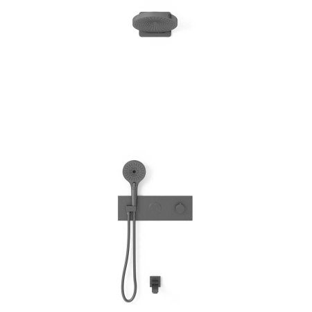 Душевая система Vincea VSFW-432TI1GM встраиваемая в стену цвет вороненая сталь с термостатом