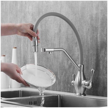 Смеситель для кухни Rose R858L на мойку сатин