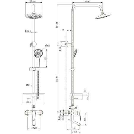 Душевая стойка LeMark Linara LM0462C настенная цвет хром
