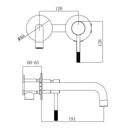 Смеситель для раковины Voda VSL28G встраиваемый в стену золото