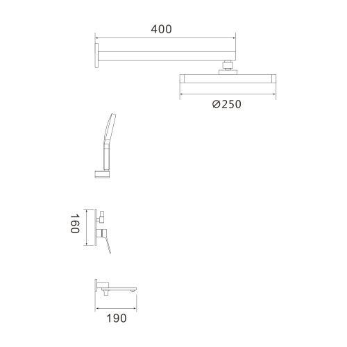 Душевая система Shevanik S4335T встраиваемая в стену цвет оружейная сталь - фото 3