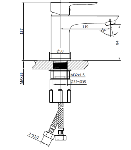 Смеситель для раковины AltroBagno Diretto AltroBagnoDiretto0107Bi на раковину белый - фото 2