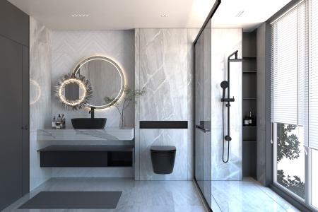 Унитаз подвесной Abber BEQUEM AC1100MB черный матовый с сиденьем микролифт безободковый каскадный смыв