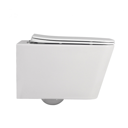 Унитаз подвесной Abber Rechteck AC1201 белый с сиденьем микролифт безободковый каскадный смыв - фото 2