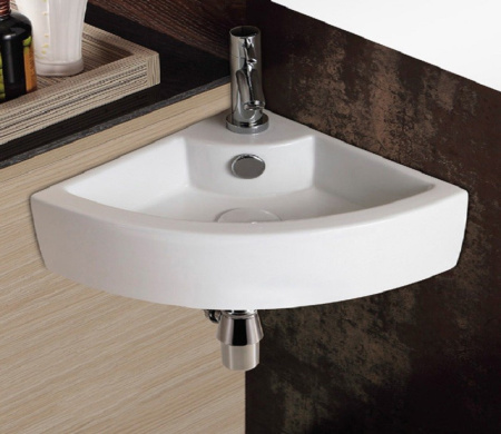 Раковина из санфаянса CeramaLux 9067B 33х33 подвесная цвет белый 1 отверстие под смеситель