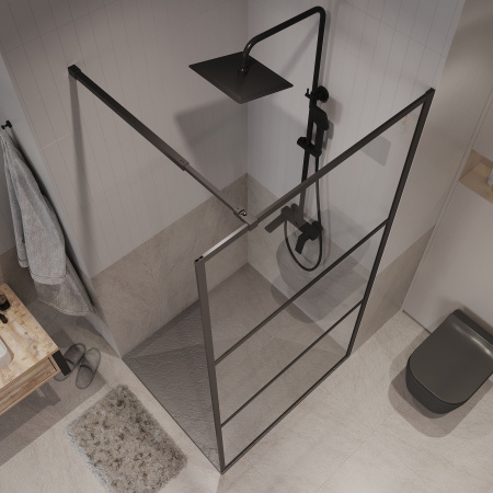 Душевая перегородка Niagara Nova NG-688-12BLACK 120х195 стекло прозрачное с рисунком профиль черный матовый