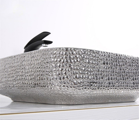 Раковина из санфаянса CeramaLux D1303H020 39х39 накладная цвет черный