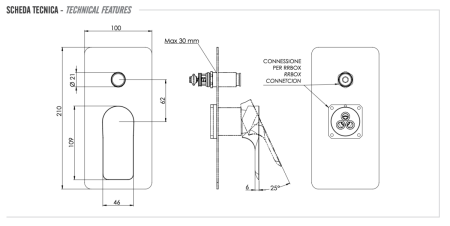 Смеситель для душа Remer Infinity I09KBXV встраиваемый в стену нержавеющая сталь